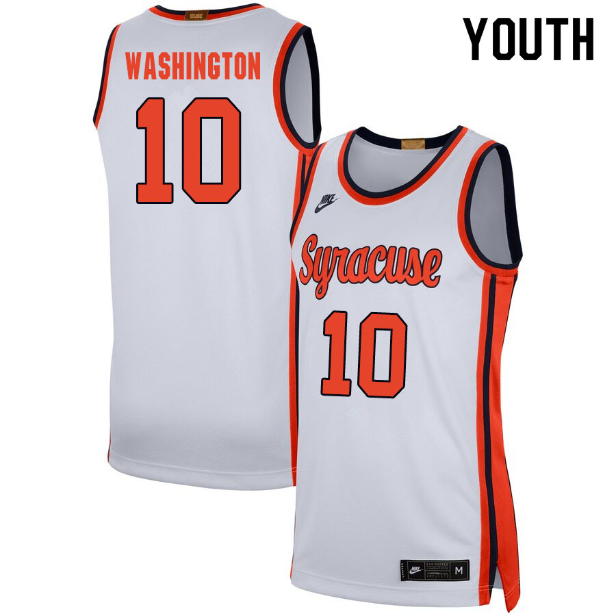 2020 Youth #10 Howard Washington Syracuse Orange College Basketball Jerseys Sale-White